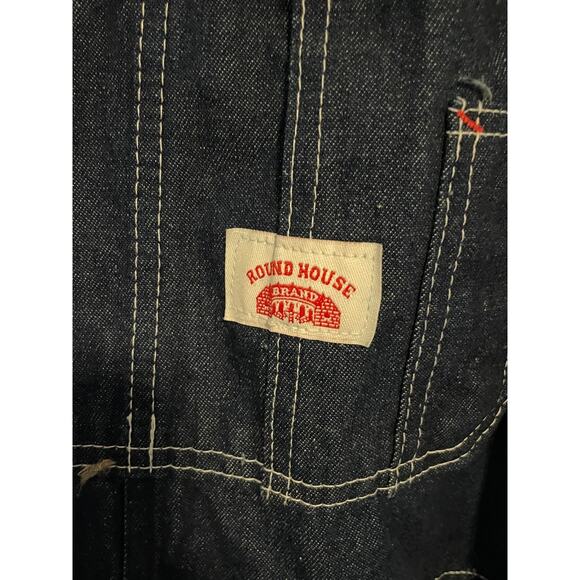 Round House Overalls Mens 48x30 Blue Denim Bib Workwear Carpenter Made in USA - Picture 2 of 7